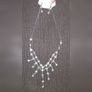 Elegant Silver and Crystal Necklace And Earring Set.